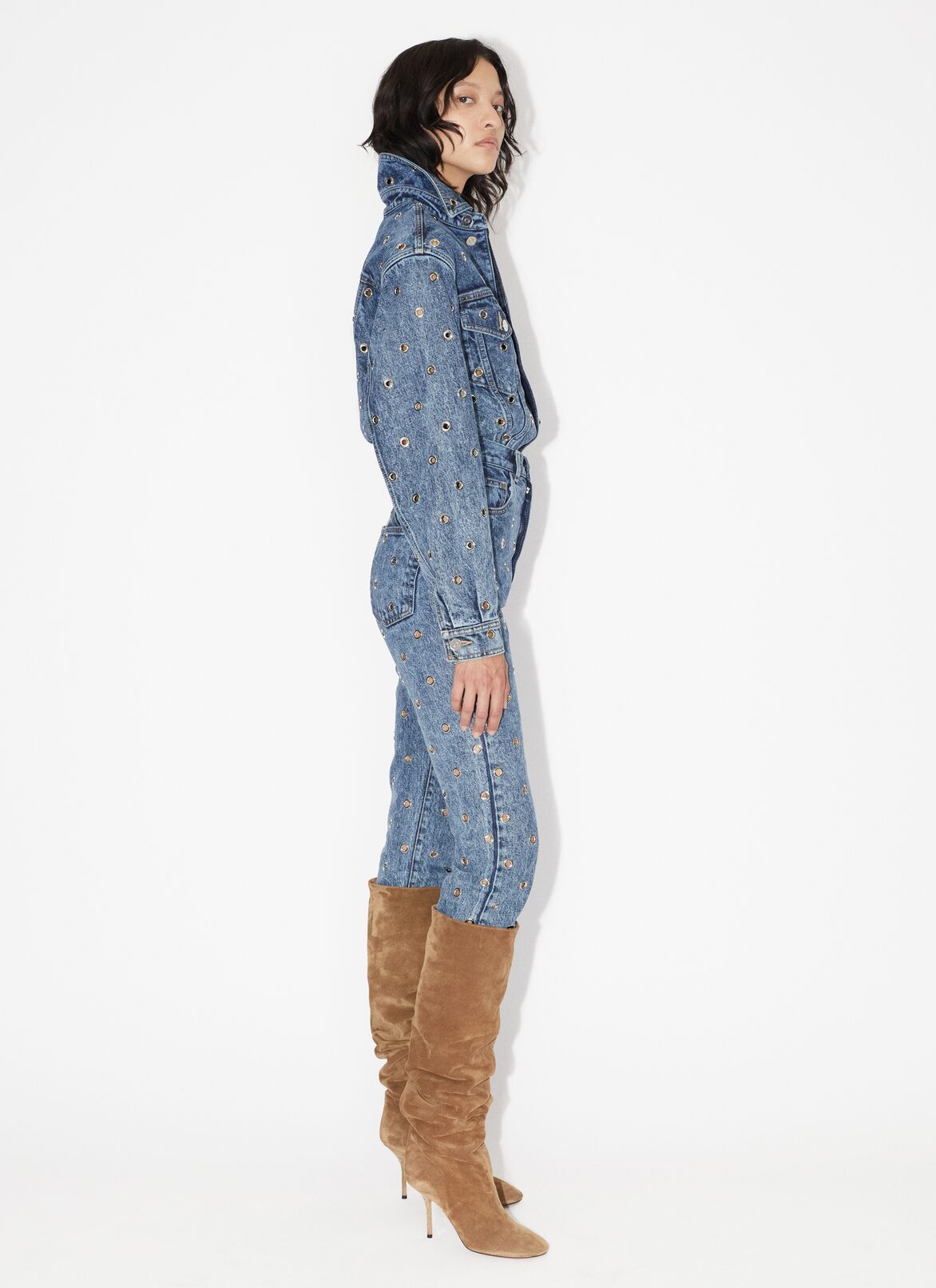Eyelet denim jeans ALAÏA BLUE EYELET DENIM JEANS